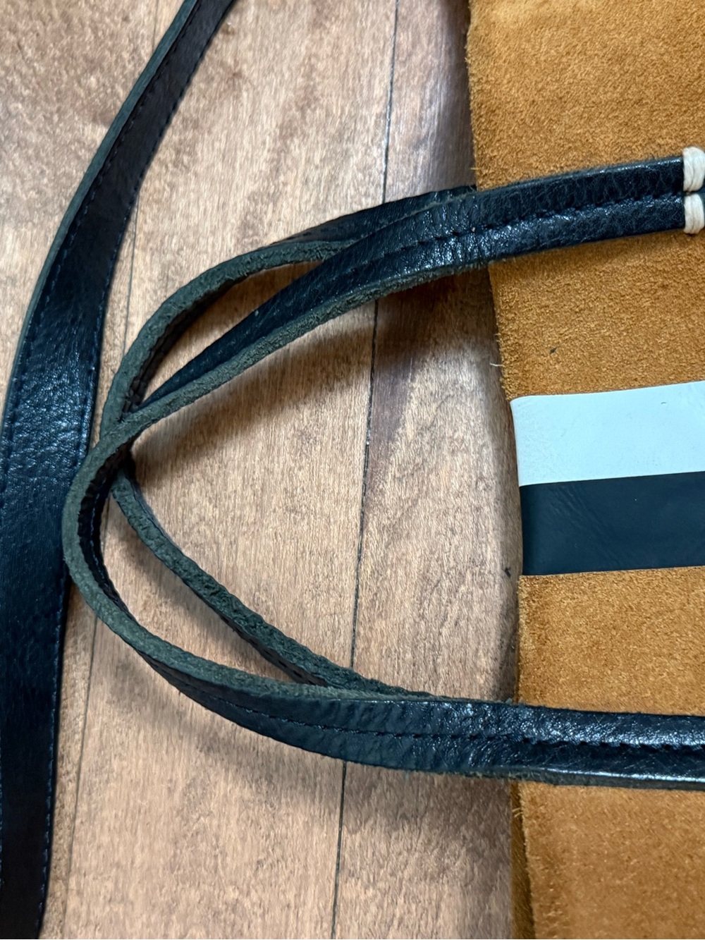 Clare V Tan Suede Tote with Black and Cream Stripe - Picture 7 of 10